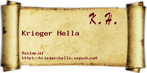 Krieger Hella névjegykártya